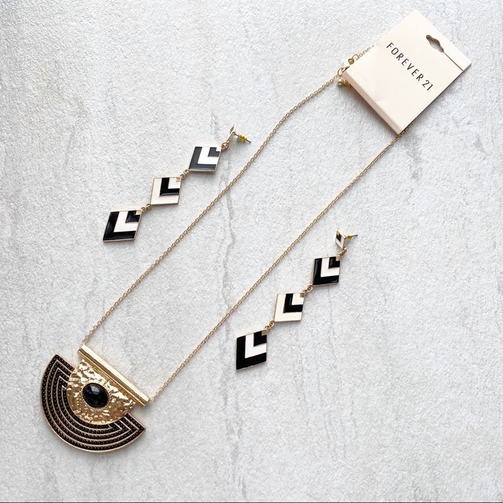 Geometric Necklace and Earrings